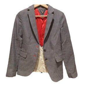 El Ganso Navy Cotton Houndstooth Blazer Size S Spanish Designer Jacket
